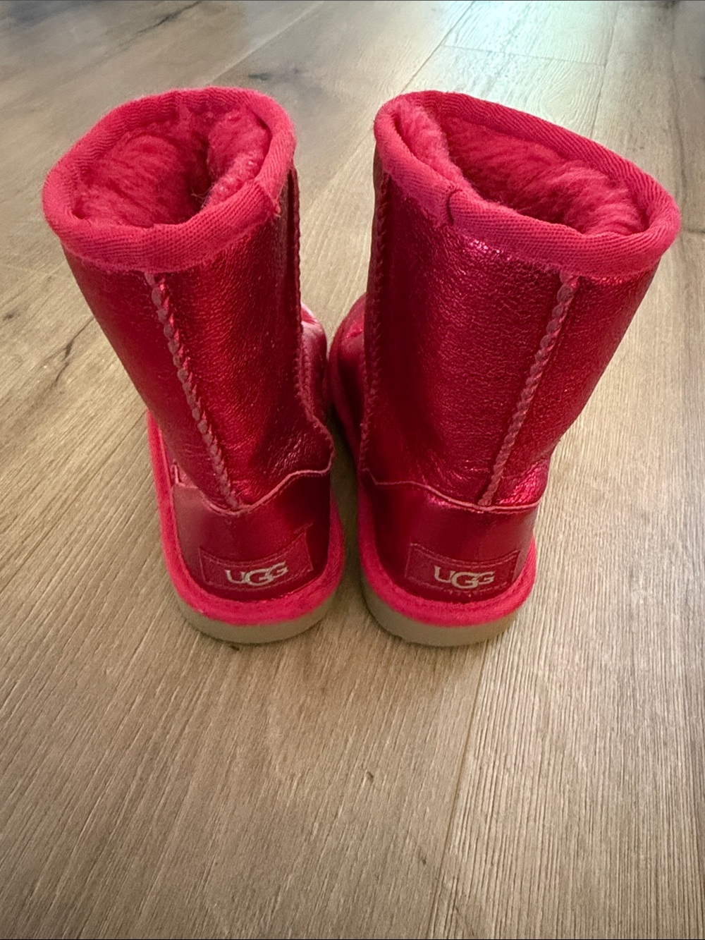 UGG Kids Metallic Pink Shearling Boots